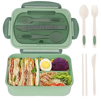 NatraProw Bento box-1014, Plastic Food Storage Container (Green)