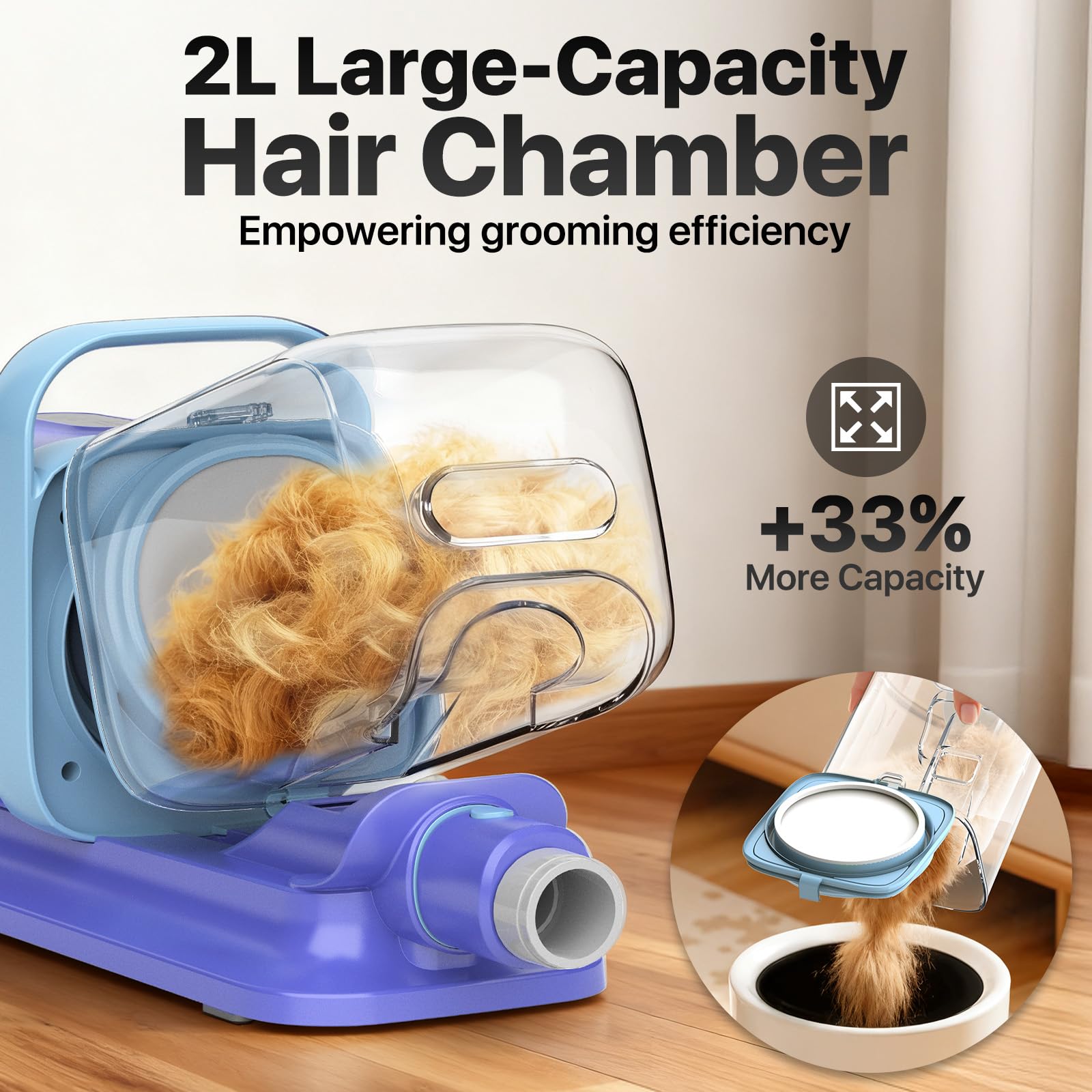 Buenkee Dog Grooming Vacuum Kit, 15000Pa Clipper, Shedding Brush, 2L, Blue view 8