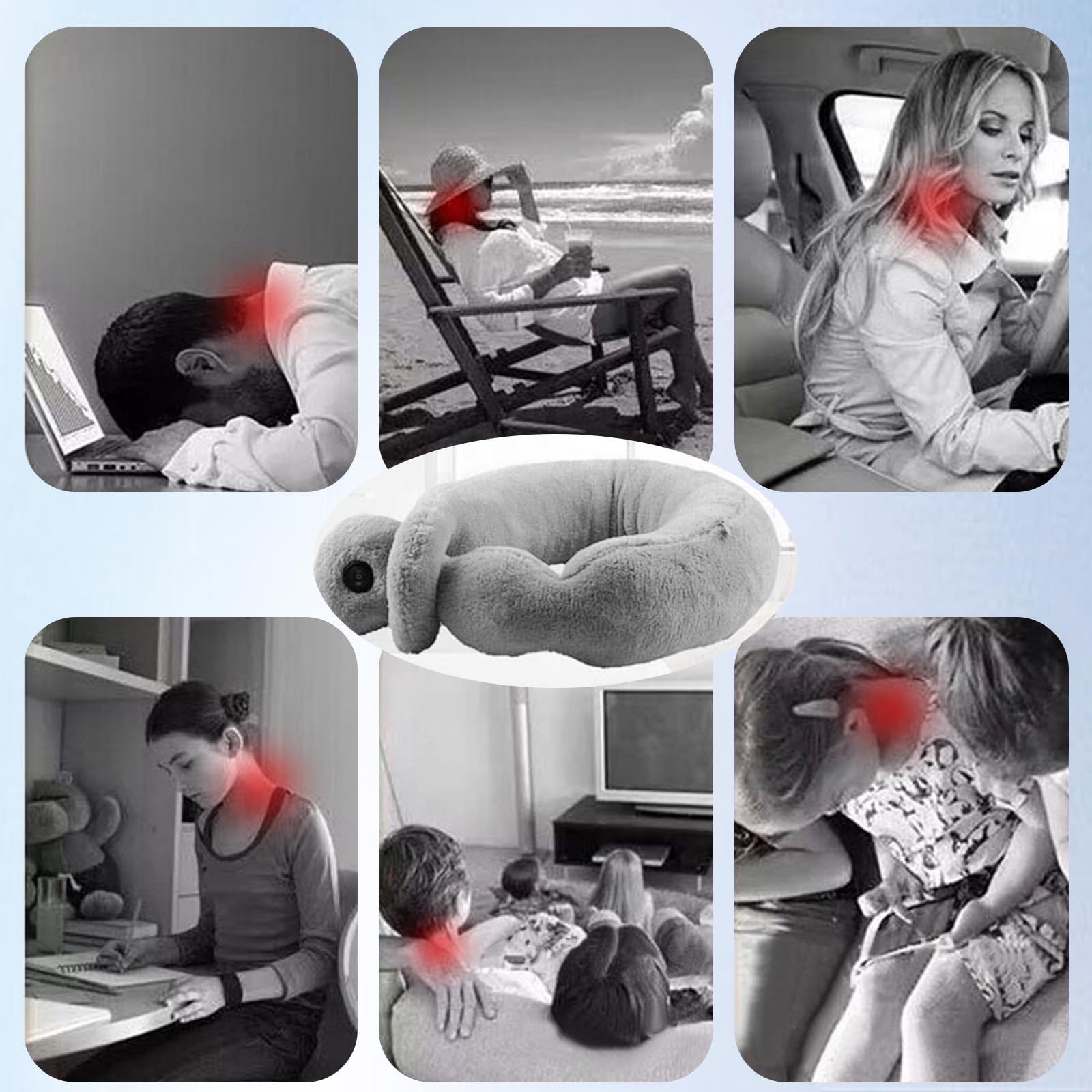 Oreillers de Massage Vibrants, Coussin de Thérapie du Cou Doux pour Soulager la Douleur, Détendre Les Muscles, Soulager Le Stress