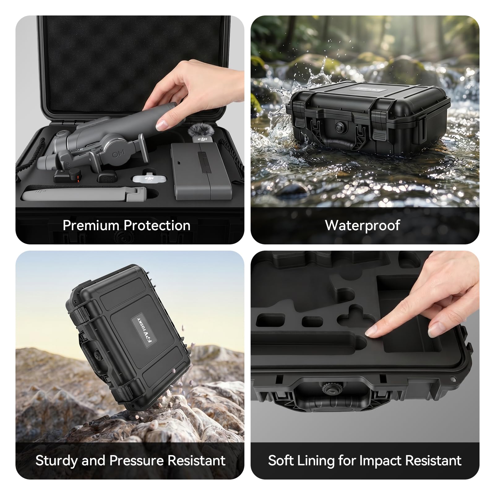 FPVtosky Étui Rigide Double Épaisseur pour DJI Osmo Mobile 8P, Mallette de Transport Étanche et Résistant aux Chocs en Mousse EVA