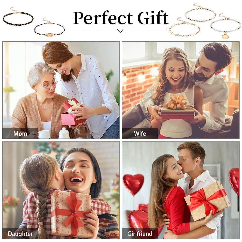 Aucuu Fußkettchen für Damen, Fußkette Damen, Verstellbare Fußkettchen, Mehrschichtige Fußkettchen, Fußschmuck für Frauen und Mädchen für Sommer Strand