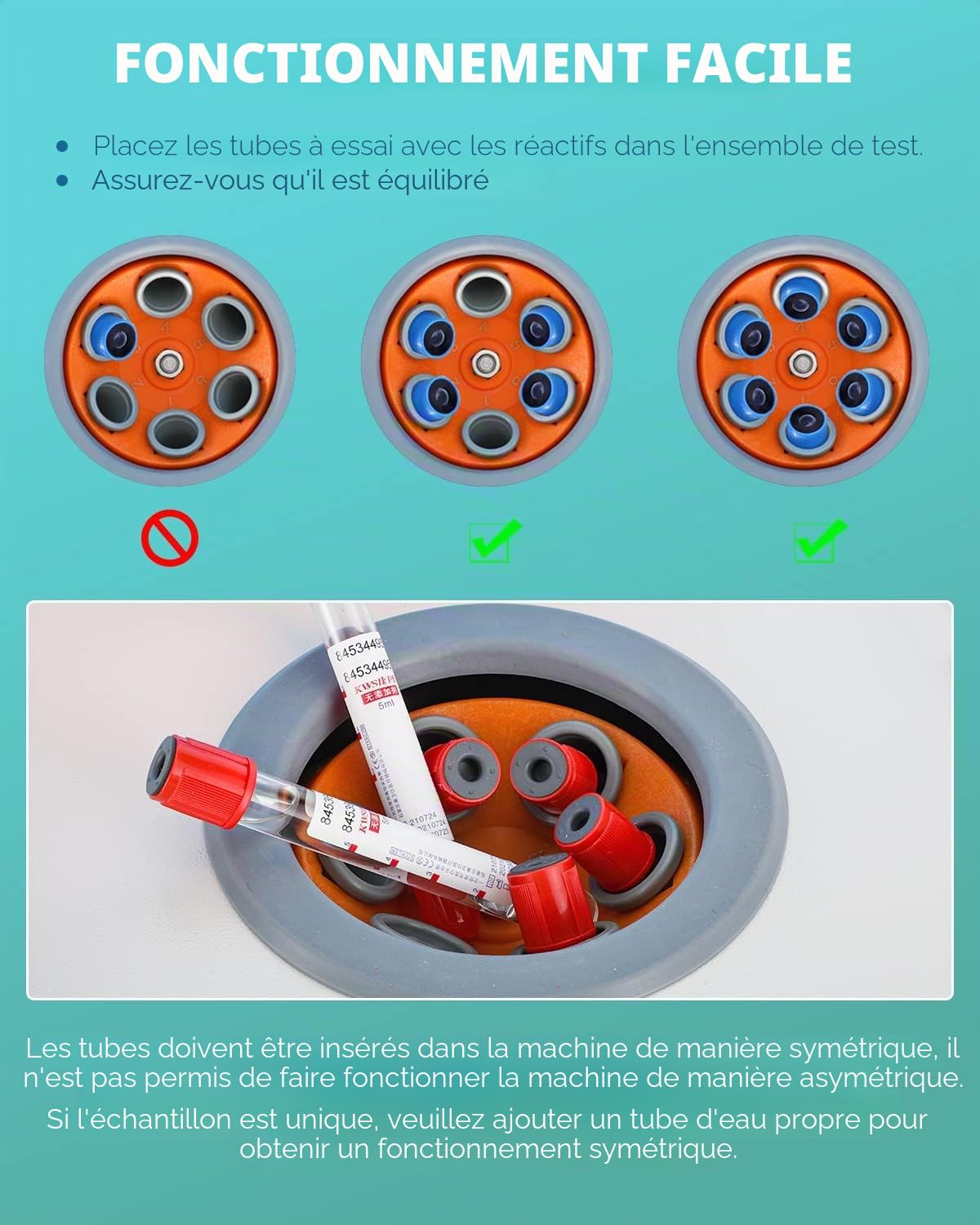 Mxmoonant Centrifugeuse de Laboratoire, 4000rpm, 6x15ml, 1865xg, 60min | pour Tubes à Essais 15ml/10ml/5ml, pour Séparation D'échantillons, Analyse Qualitative (Prise EU)