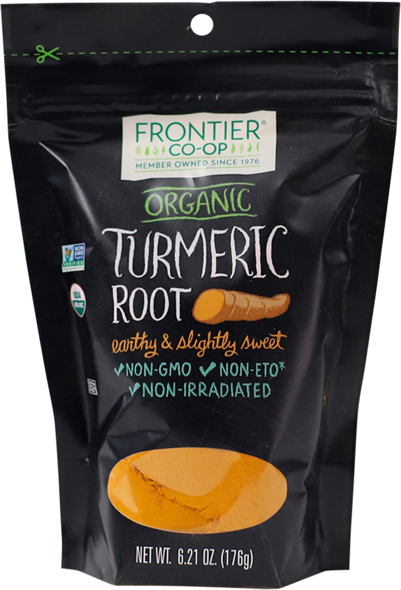 Organic Turmeric Root Powder, 6.21-Ounce Bag - Made with Ground Turmeric Roots - Perfect for Cooking and Herbal Uses