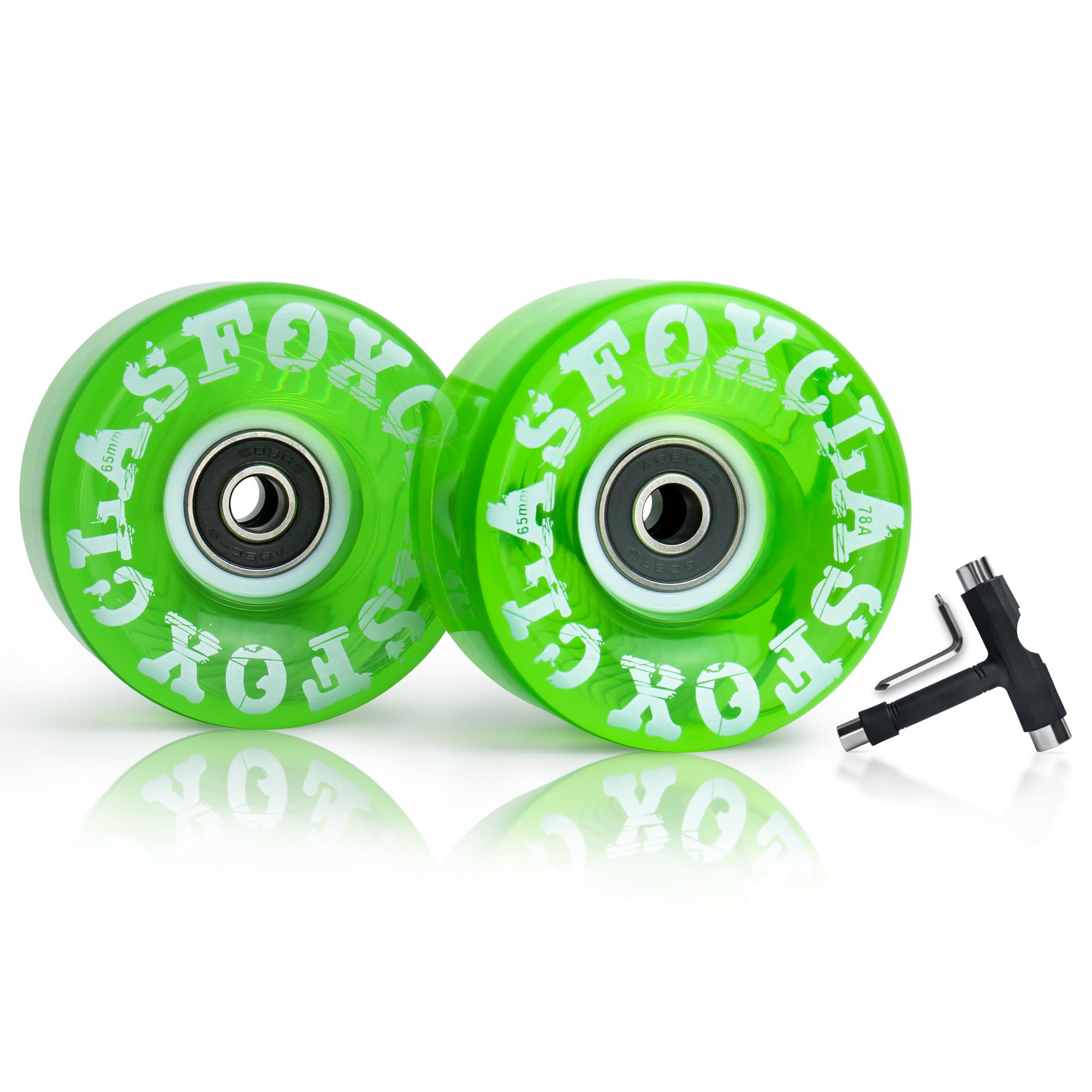78A Indoor or Outdoor 65x35mm Quad Roller Skate Wheels with ABEC-9 Bearings 8 Pcs