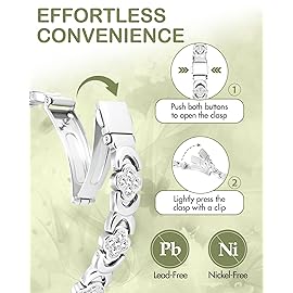 Feraco Pure Copper Bracelets for Women, Ultra Strength Magnetic Bracelet with 3800 Gauss Magnets & Sparkling Zirconia, Adjustable, Infinite Clover Jewelry (Silver)