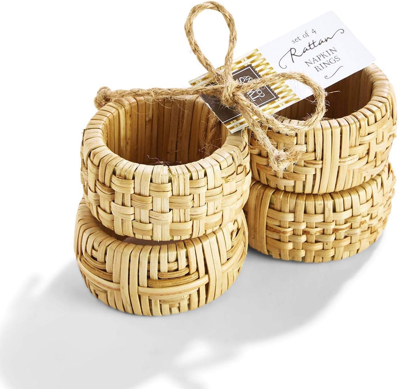Two's Company 53149 Cane Napkin Ring Set of 4