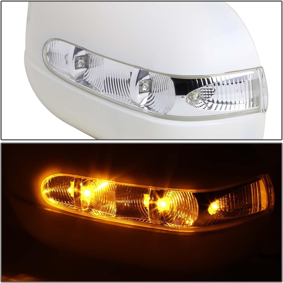 Auto Dynasty Compatible with Mercedes-Benz E-Class W210 Side Door Mirror Cover+LED Turn Signal Light (White)