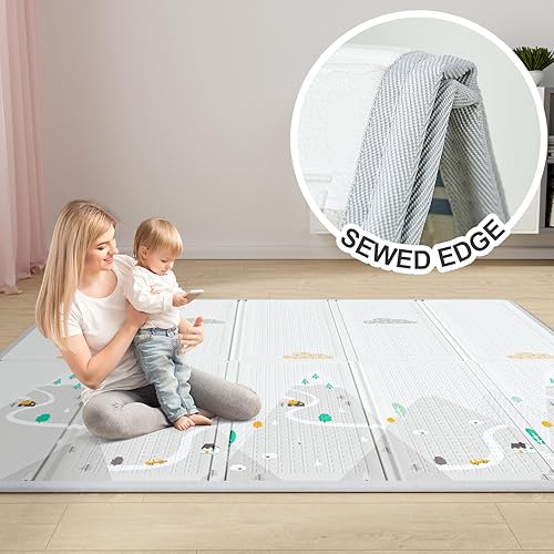 Miniatura 6 de Corralito para bebés de 71 x 59 pulgadas, corralito para bebés y niños pequeños, corralito para niños, corralito con alfombra, corralito para bebés