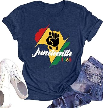 MEESHEEP Juneteenth 1865 Shirt for Women1865 Graphic Shirt Free-Ish Short Sleeve Celebrate Freedom Tee Tops