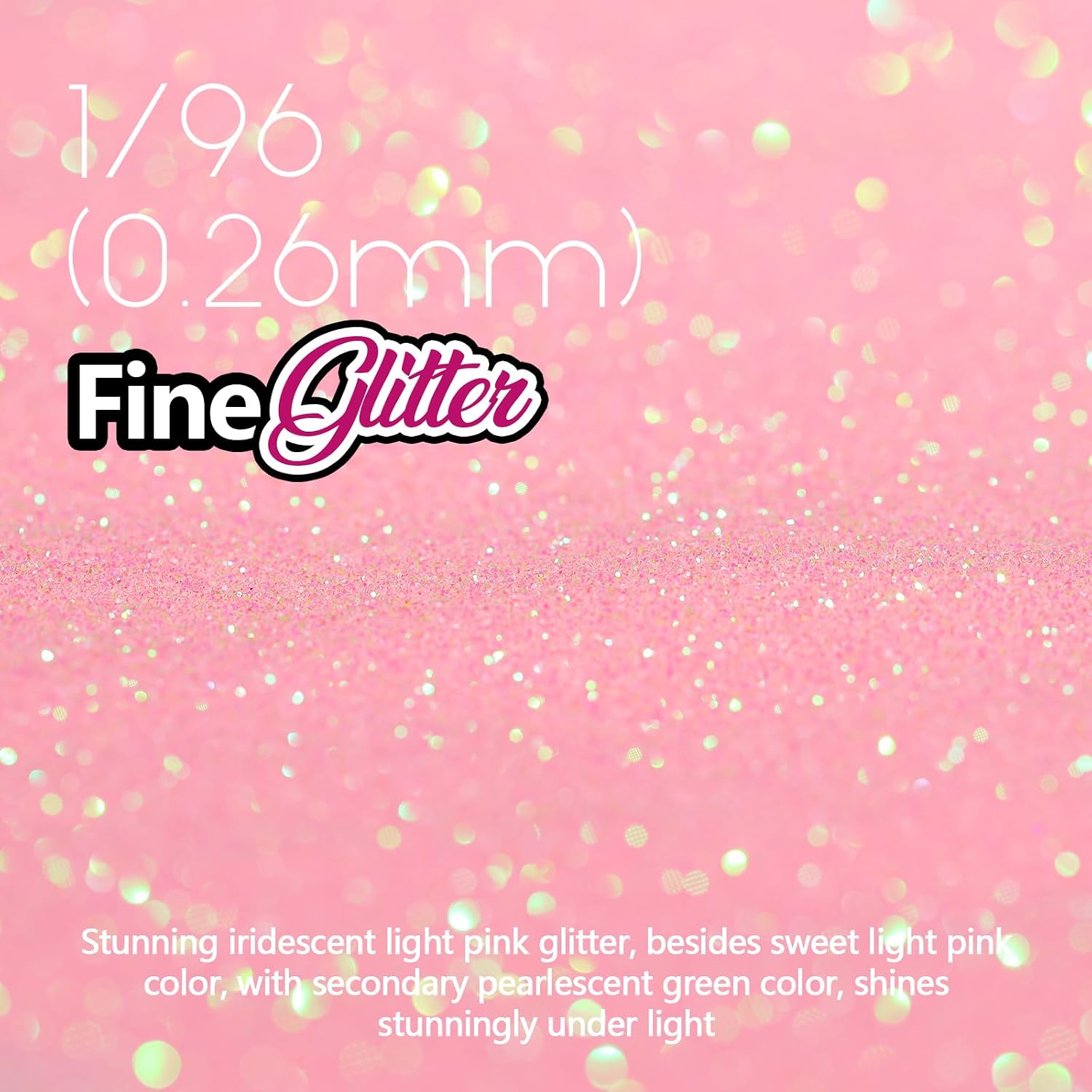LEOBRO Pink Glitter, 100g / 3.5 oz Iridescent Fine Glitter for Crafts, Resin, DIY Jewelry Keychains Flowers Party Decorations, Iridescent Light Pink image 2
