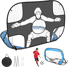 Golzinho Futebol Infantil Dobrável Azul – Trave Futebol Infantil Com Rede Reforçada, Alvo 2-em-1, Fácil De Transportar Para Casa, Praia Ou Campo