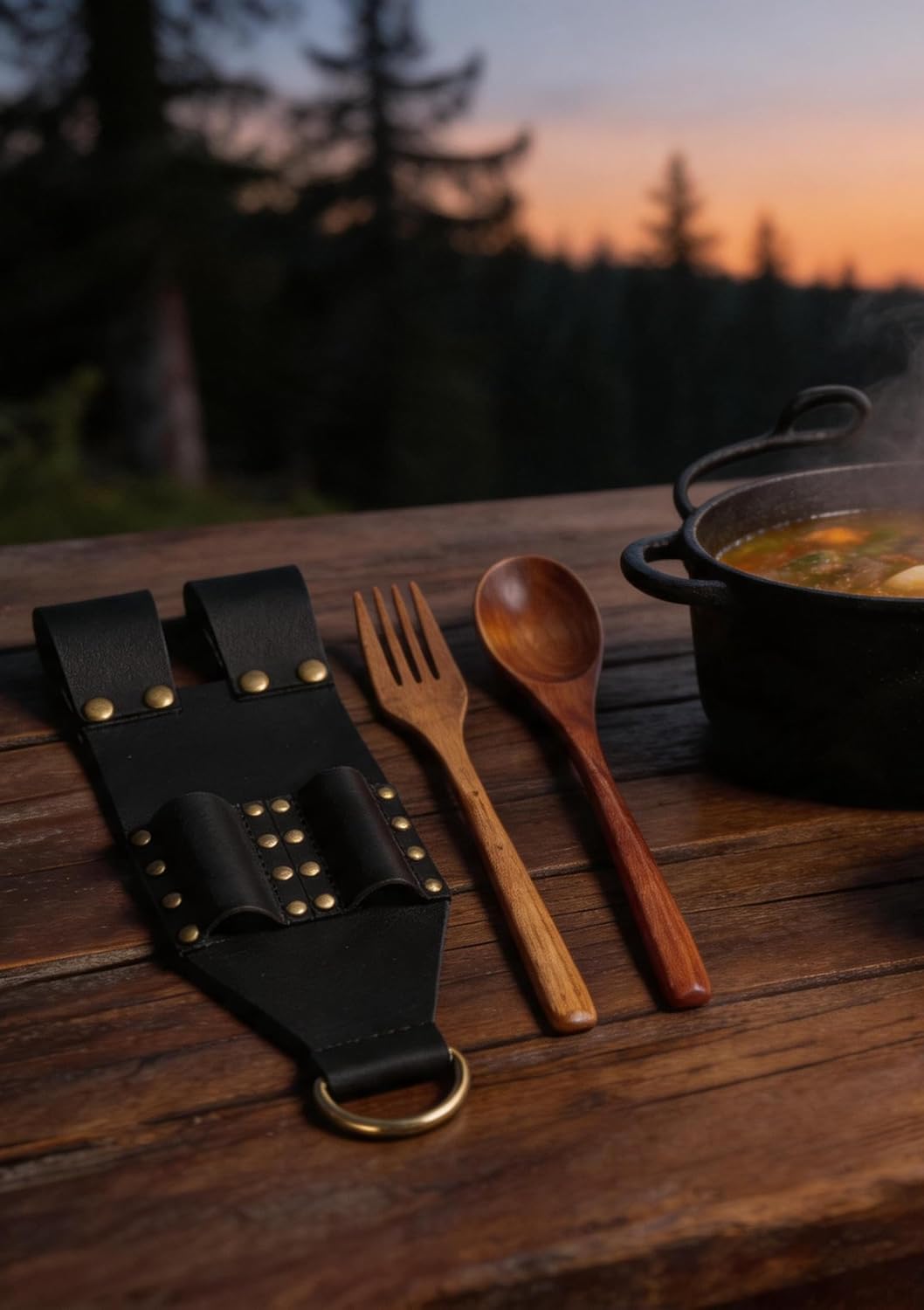 C-ZOFEK Medieval Utensil Holster Wood Spoon Fork Holder for LARP image 3