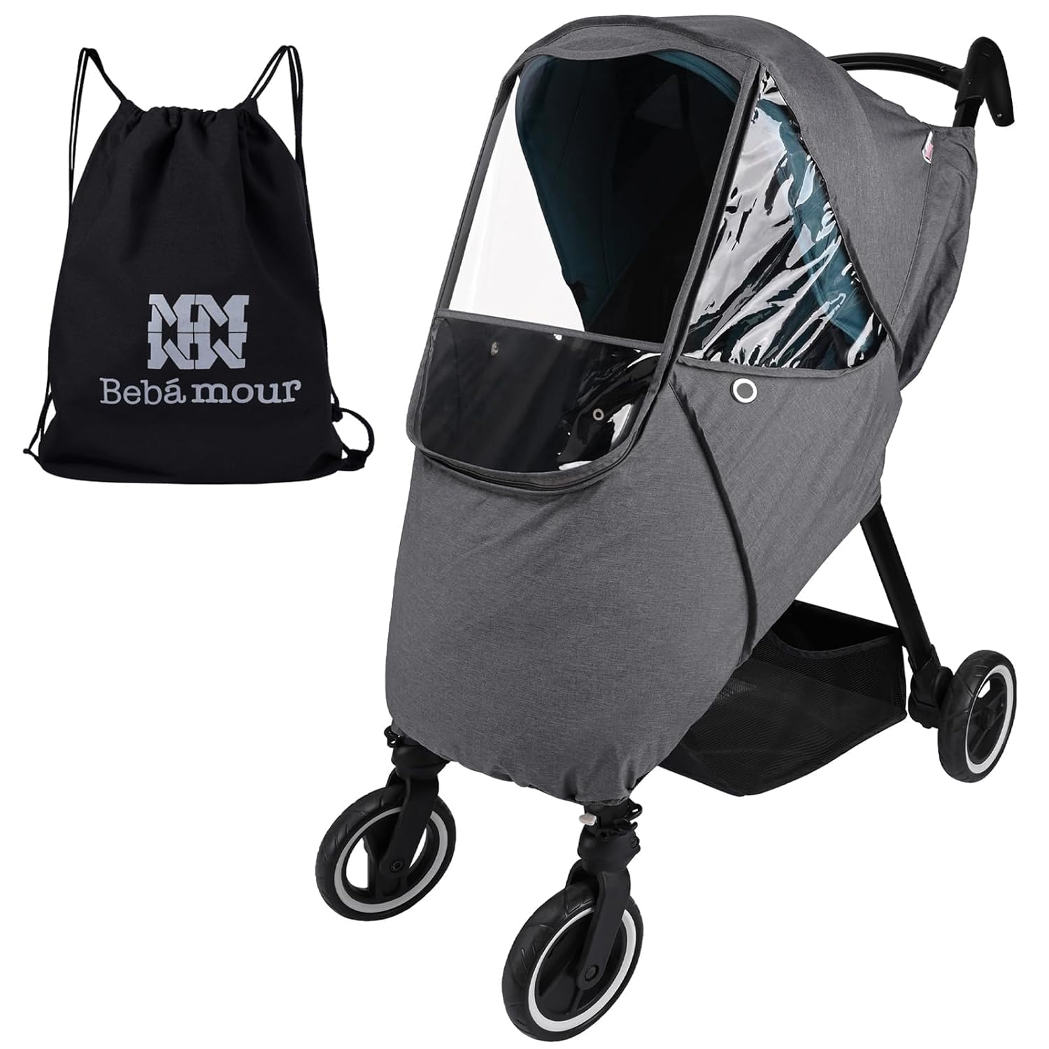 Bebamour Stroller Rain Cover Universal Stroller Accessory, Waterproof, Windproof Protection, Protect from Dust Snow