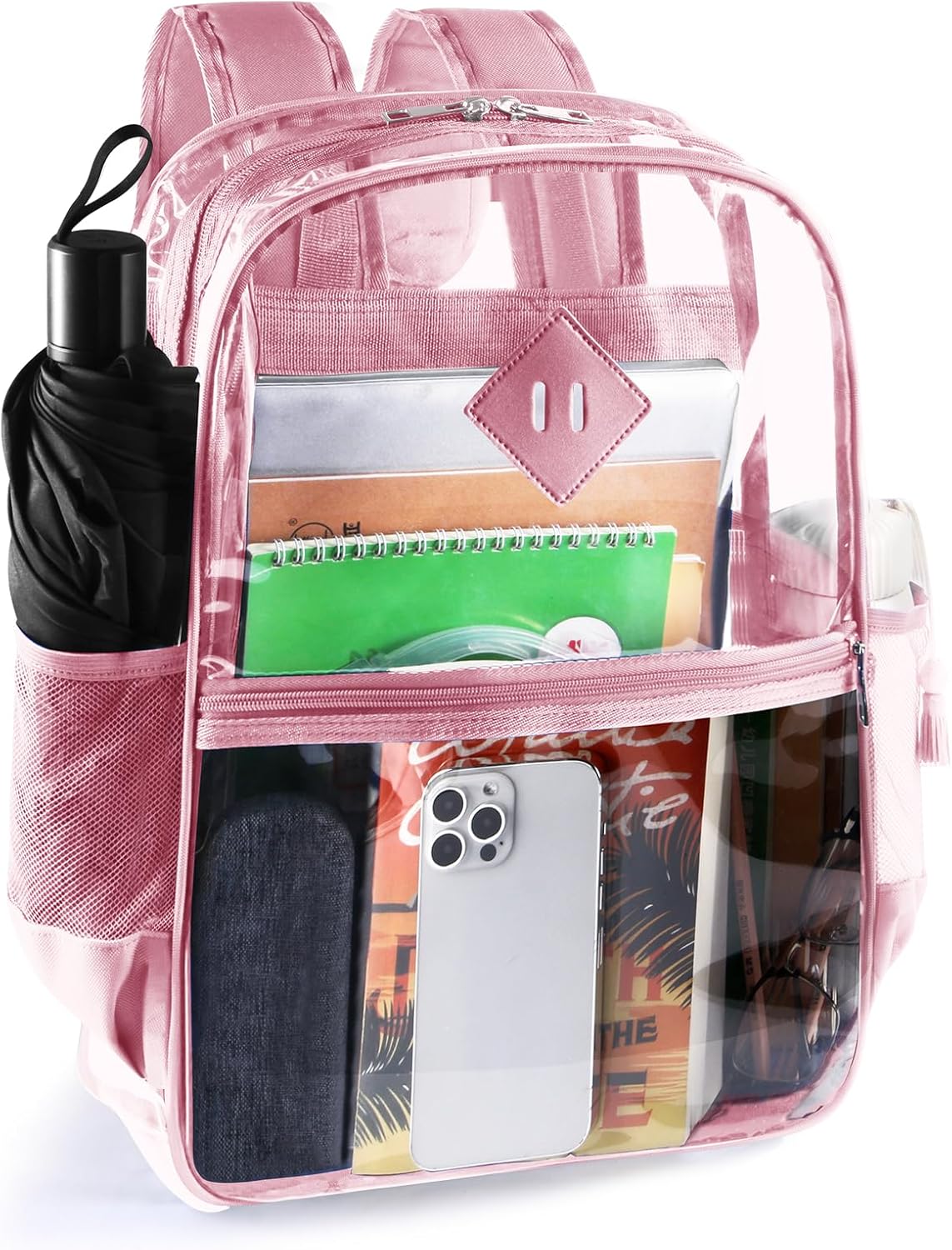 Clear backpack,Clear Backpack for School,Heavy Duty PVC Transparent Backpack, With Water-Resistant PVC Plastic Material and Ruggedly Ruinforced Shoulder Straps