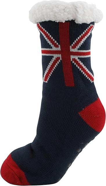 Atano Mens Union Jack Knitted Slipper Socks 7-11