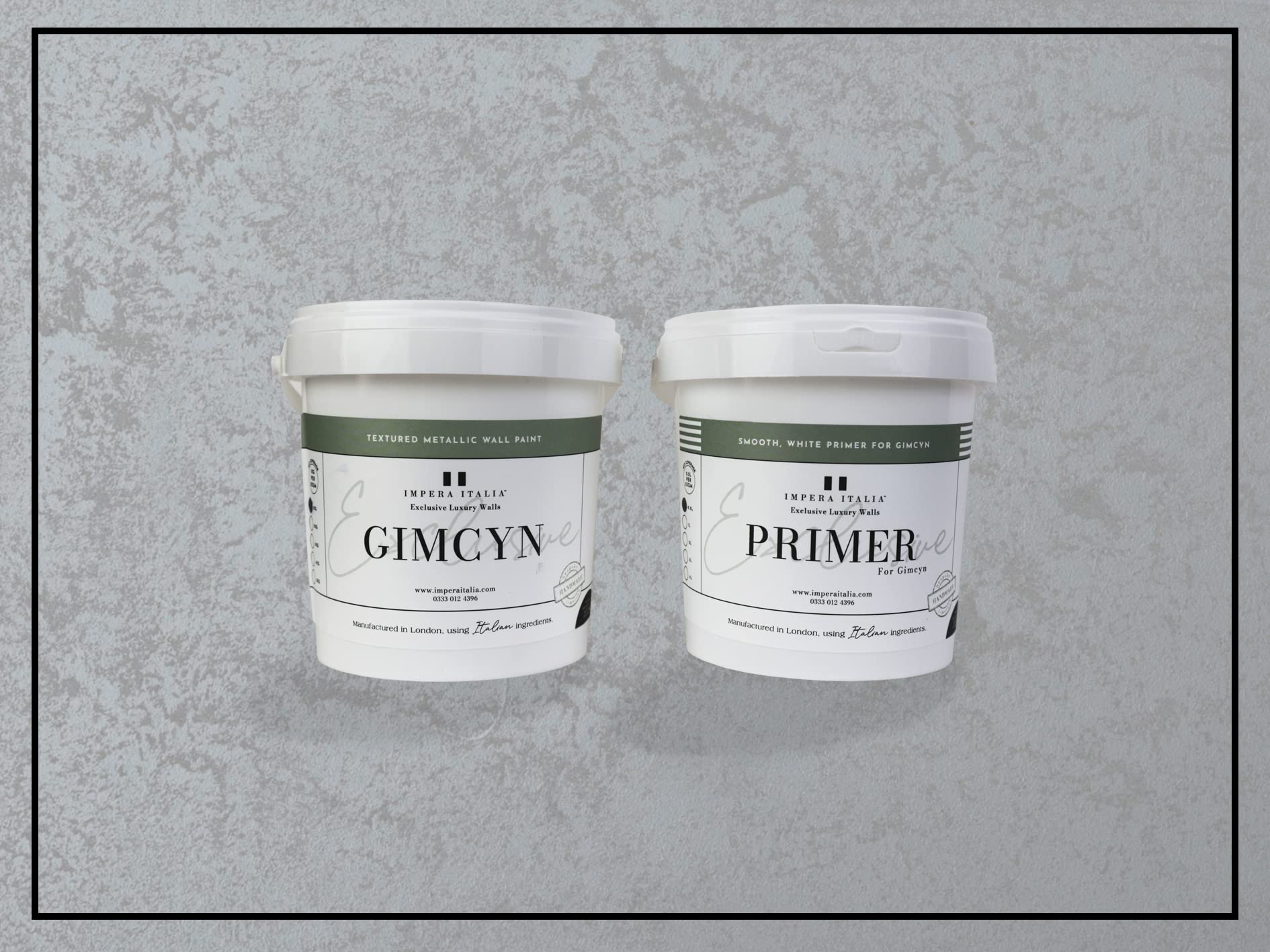 Impera Italia Gimcyn - Textured, Metallic Effect, Bespoke Decorative Wall Paint Bundle. Includes 1kg of Paint and 0.5L of Primer - Covers 5SQM - In Colour SAPPHIRE.