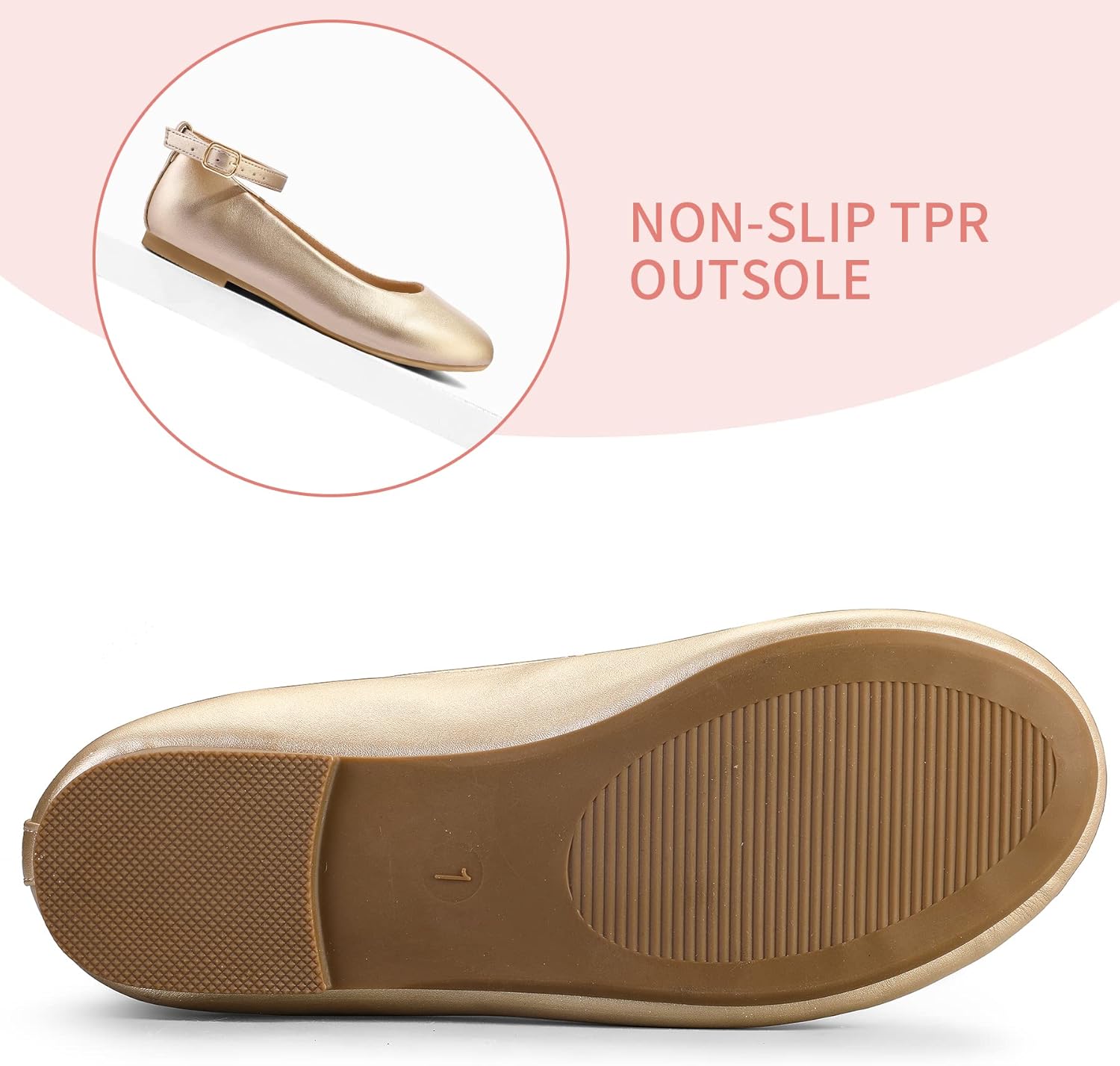 K KomForme Girl's Ballerina Flat Ankle Strap Dress Ballet Flat Shoes（Toddler/Little Kid/Big Kid） - Image 4