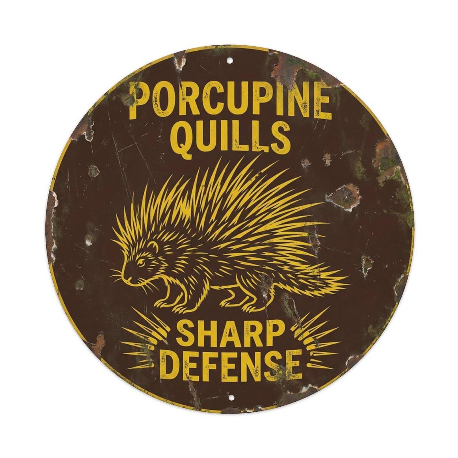 Cxhjca 8X8inch(20X20cm) Porcupine Quills Sharp Defense Metal Tin Sign