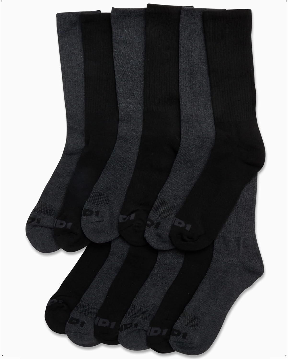 AND1 Mens Crew Socks - 12 Pack Moisture Wicking Cushioned Performance Breathable Athletic Socks for Men (Sizes: 6-12.5)