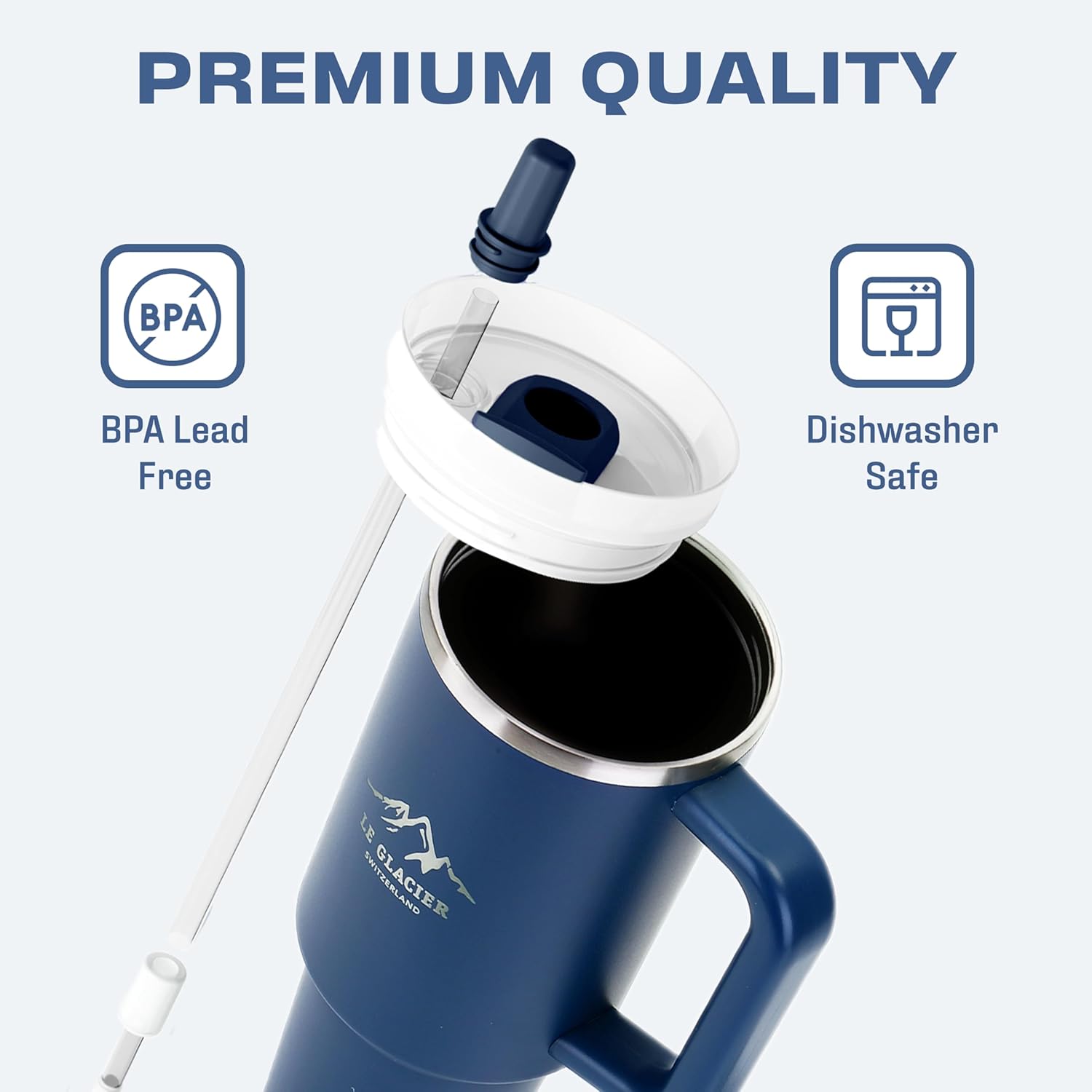 Lambert 40 oz Insulated Tumbler with Handle & Straw Lid – Stainless Steel Double-Wall Travel Mug for Hot & Cold Drinks, Large Reusable Cup for Office, Gym & Outdoor (Dark Blue) - Image 5