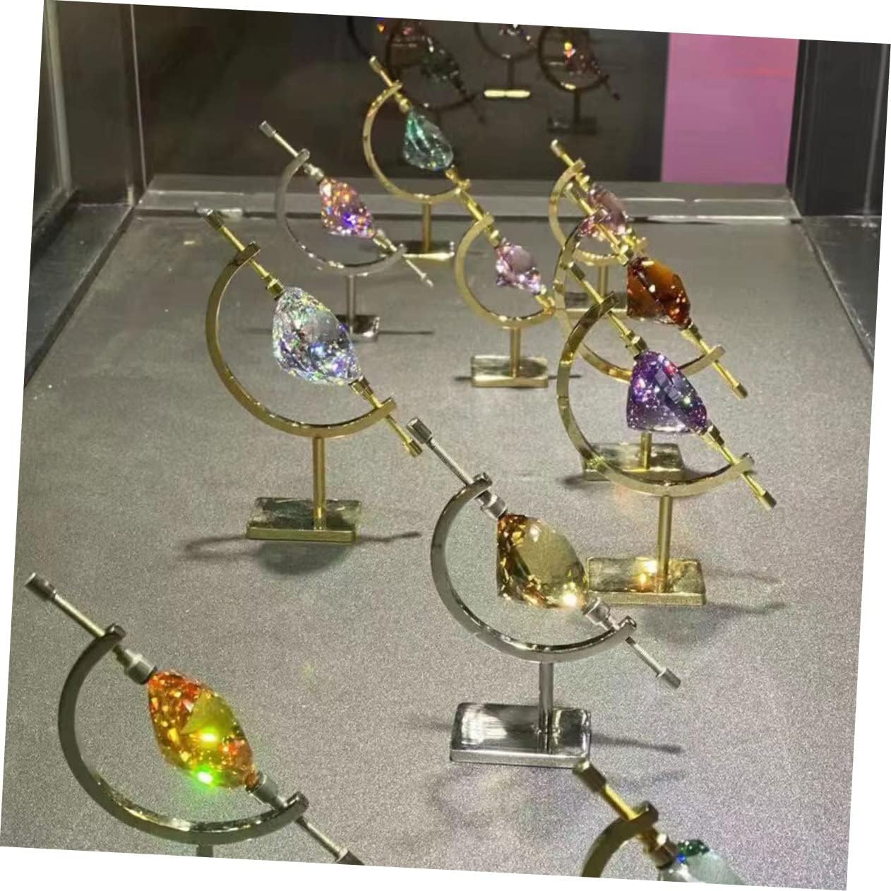 LIFKOME Golden Metal Caliper Crystal Ball Display Stand Adjustable Sphere Holder Elegant Crystal Display Rack for Home Decor