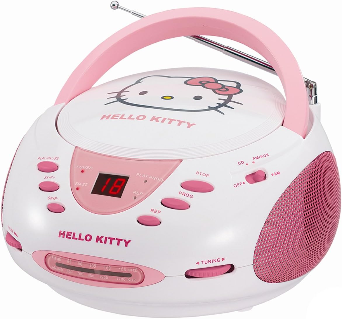 Hello Kitty CD Boombox con Radio estéreo Am/FM (descontinuado por el