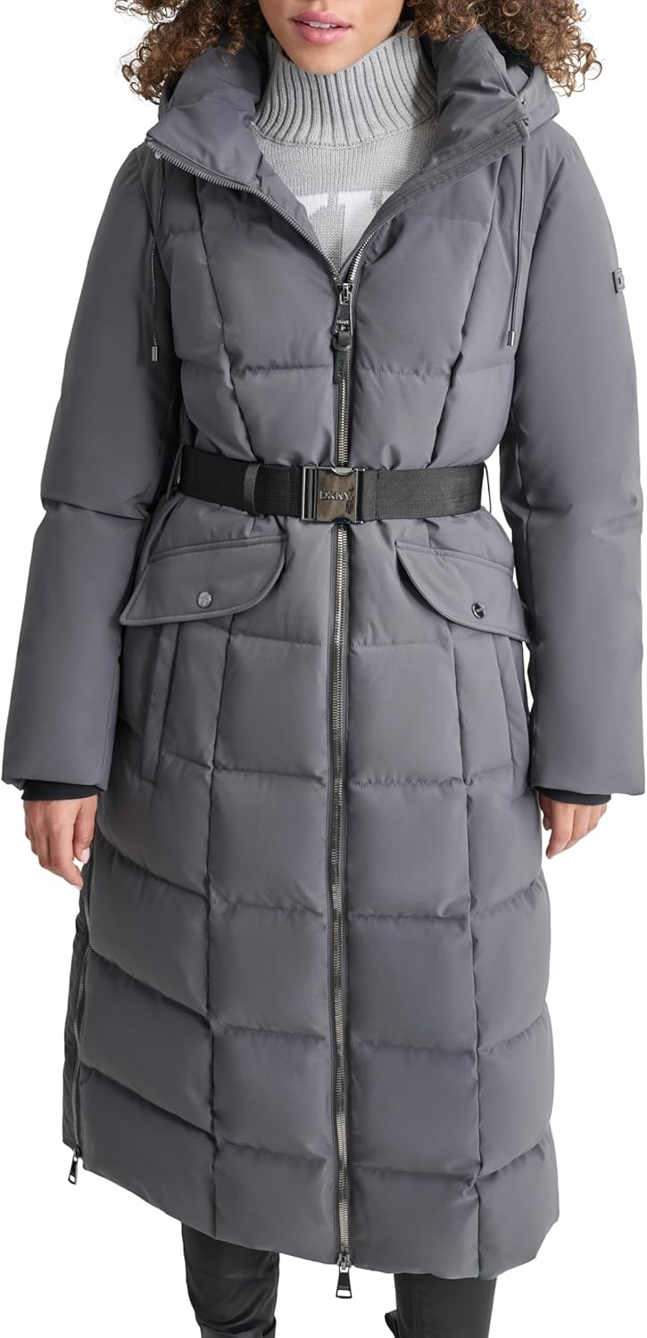 DKNY Women's Belted Maxi Puffer