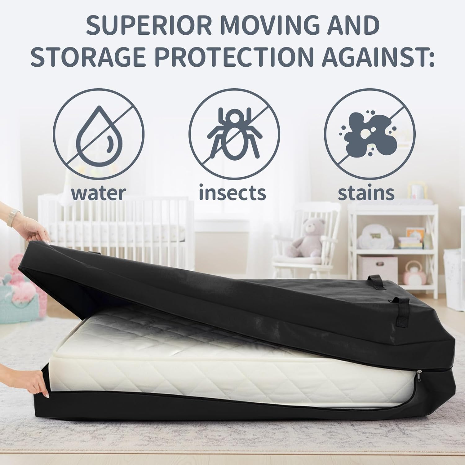 Colingmill 1 Pcs Reusable Crib Mattress Moving Bag, Oxford Cloth, Black