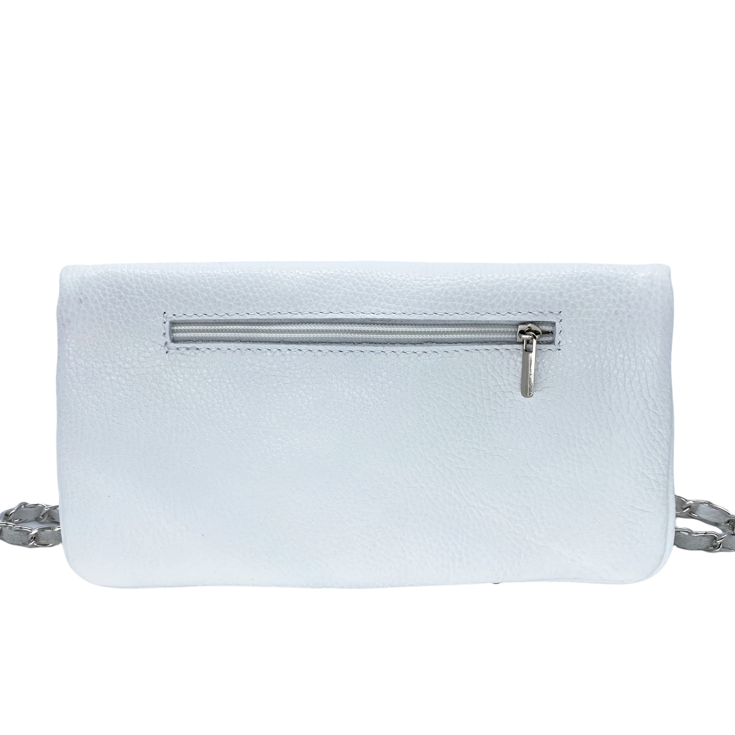 Bolso Bandolera Mujer con Doble Cadena en Piel Cuero Made in Italy Diario con Bolsillo Interior y Trasero Crossbody Casual Cruzado para Viaje