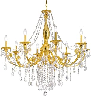 Pisani Crystal Kristall Kronleuchter Kolarz-Leuchten in 24 Karat Gold gold hell | Handgefertigt in Italien | Luster Klassisch Dimmbar | Lampe E14