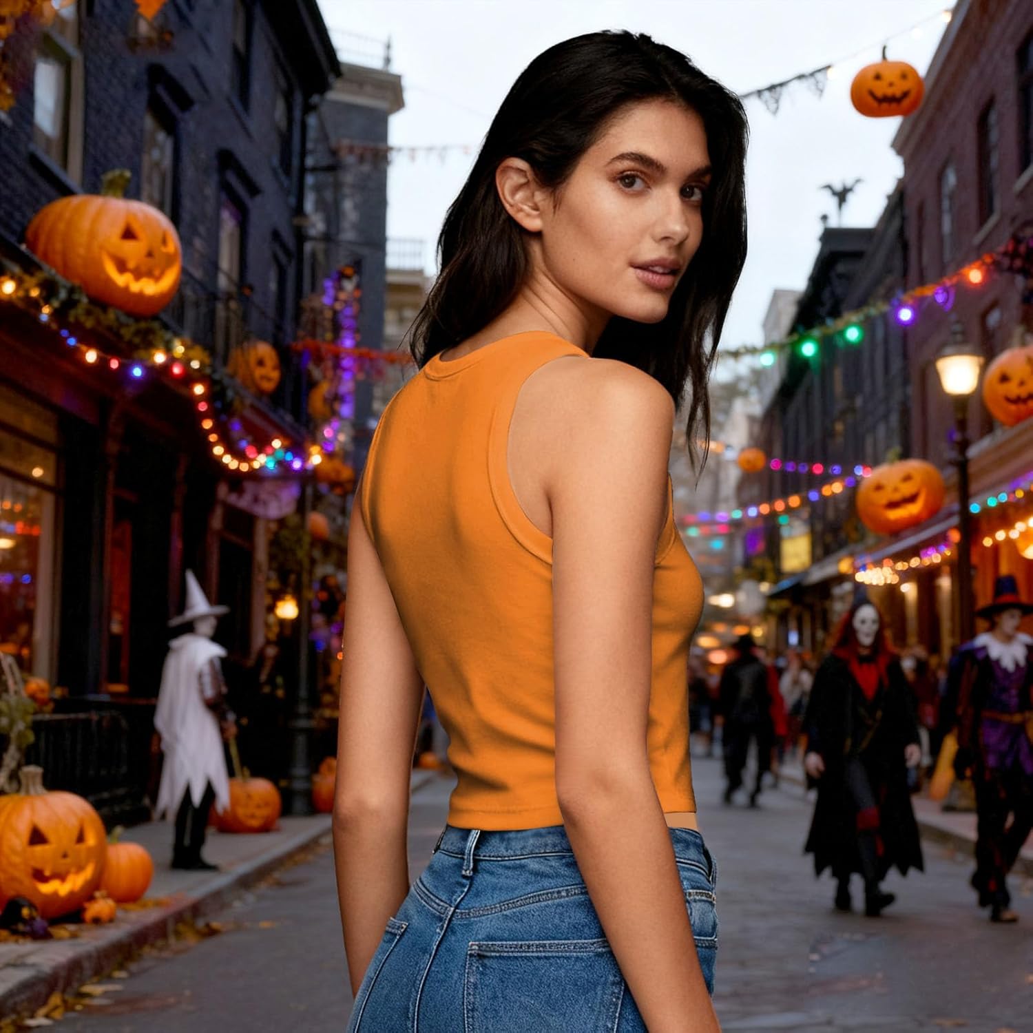 color cosplayer Mardi Gras Crop Tank Top for Women Carnival Sexy Sleeveless Tank Tops Mardi Gras Costume Vest Top - Image 3