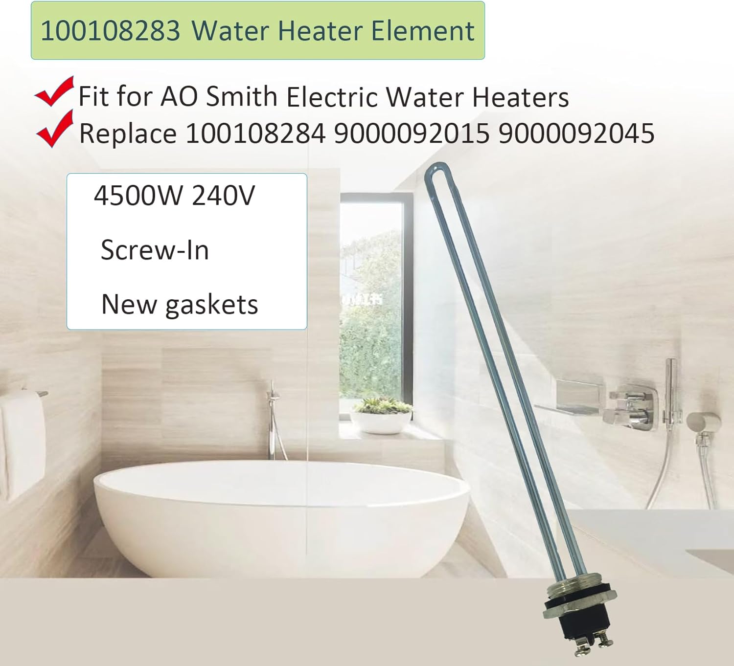 Elemento calentador de agua AO Smith 100108283 actualizado 4500 W 240