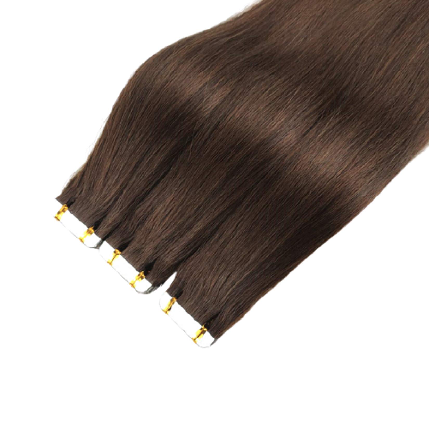 Nastro in estensione dei capelli umani, trama di pelle senza cuciture di capelli remy-seamless invisibile rivestimento in fase di nastro biadesivo, 20pcs 50g / pack,4#,30''/75cm