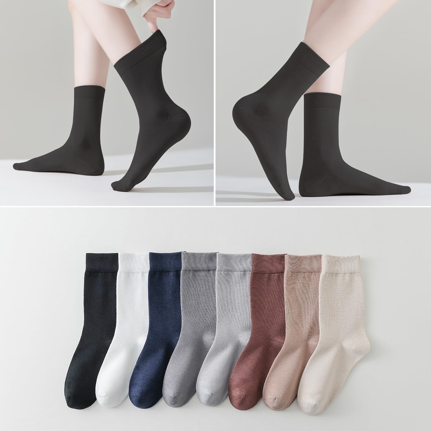 EPEIUS Women's Crew Socks - Soft Thin Seamless Viscose Dress Calf Socks for Business,Trouser Sox 3/6 Pairs - Image 4