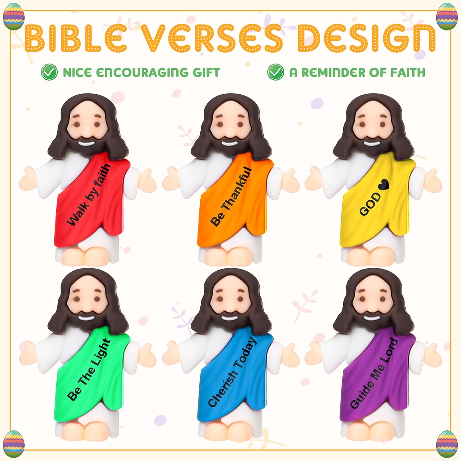 Barydat 25 Pcs Mini Jesus Figurines Bulk Tiny Easter Jesus Toys Little Figures Miniature Doll to Hide and Seek Religious Party Favors Sunday School Baptism Gift Church Events