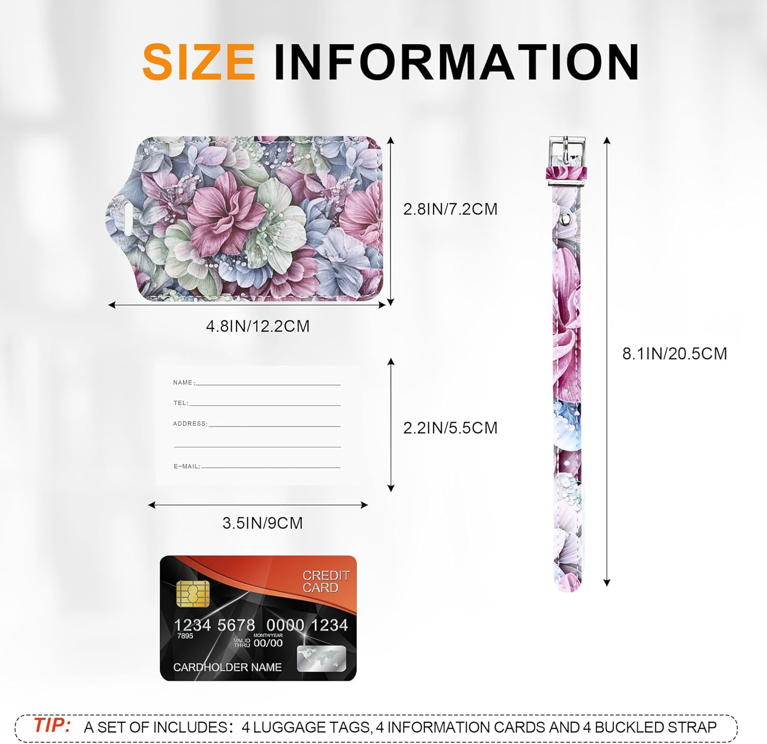 4 Pack Luggage Tag for Suitcases TSA Approved, Leather Suitcase Tags Identifiers, Cute Bag Name Travel Tags ID Labels for Women Men Cruise Airport Luggage Travel Essentials by Sodsay - Image 5