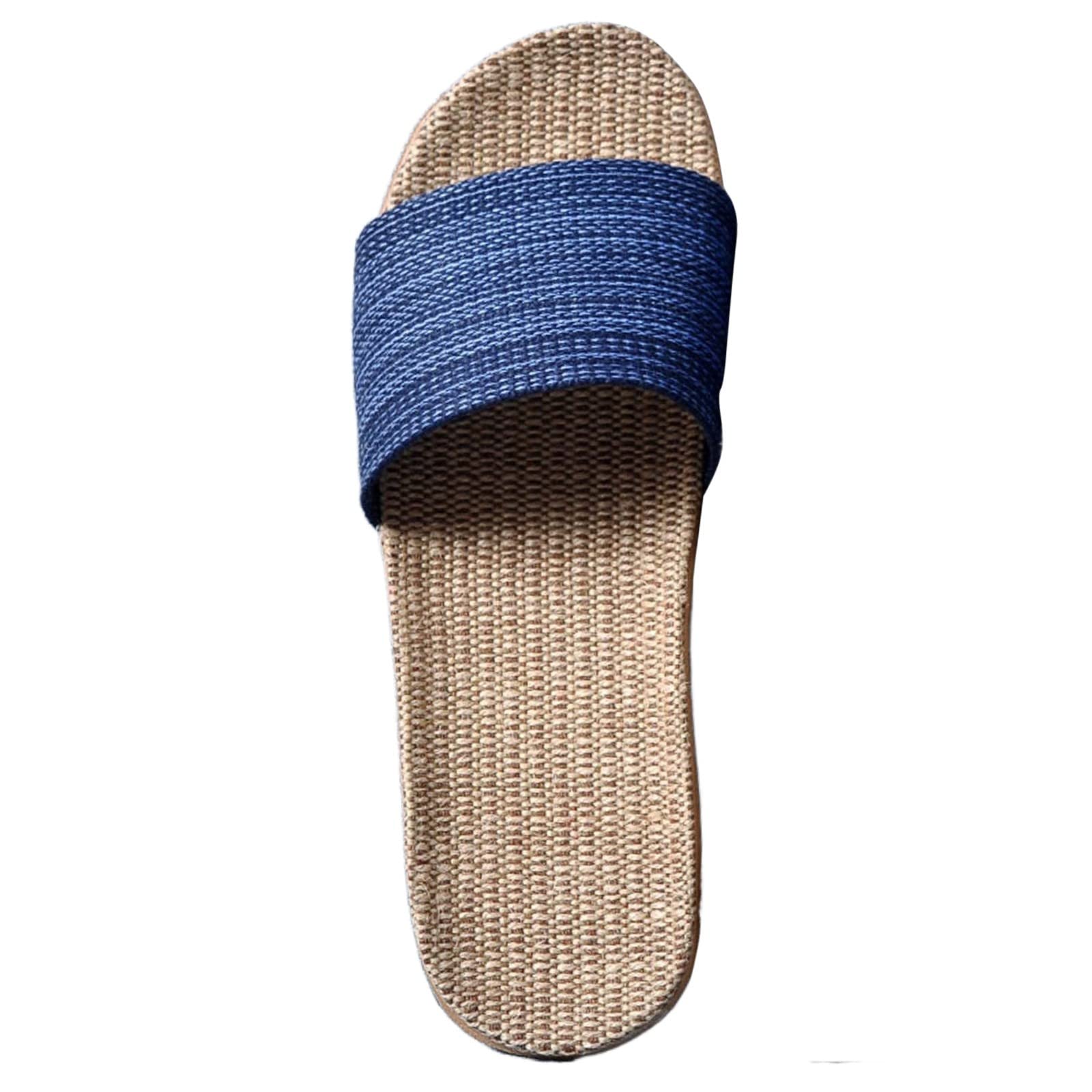 Generic Slippers Home Man Slippers House Barefoot Summer Linen Comfortable Linen Home Slip On Thick Sole Slippers Pool Slipper Summer