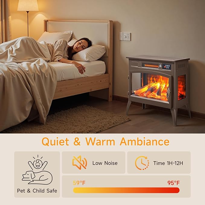 Chimenea Eléctrica Freestanding 24" con Efecto Llama 3D y 6 Colores, 1500W miniatura 8