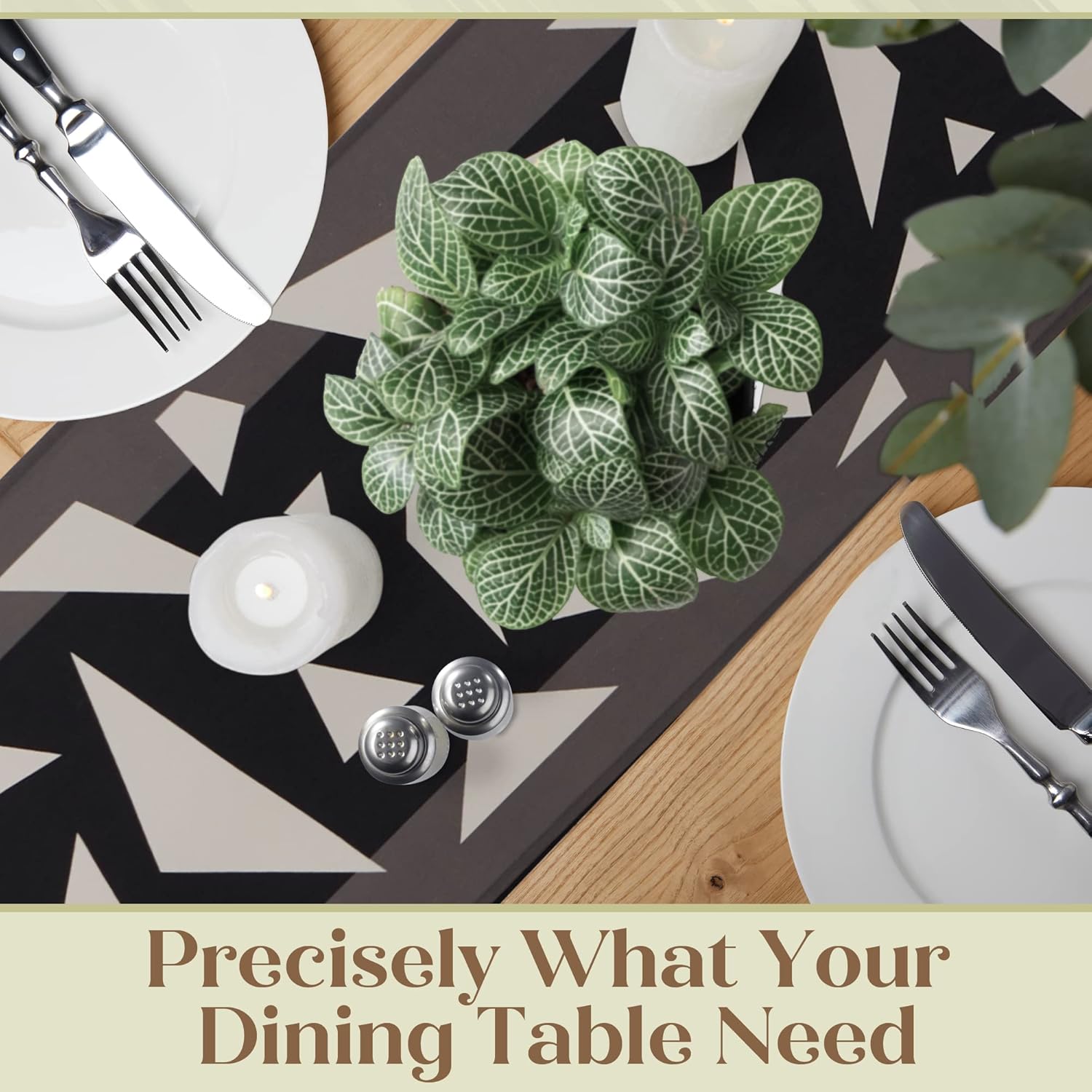 Cotton Geometrical Modern Table Runners 72 inches Long Black Gray and White for Family Dinner, Holiday Parties Wedding Banquet Decorations,, Grey, 13Wx72L (TL-HYT01) black and gray 13Wx72L