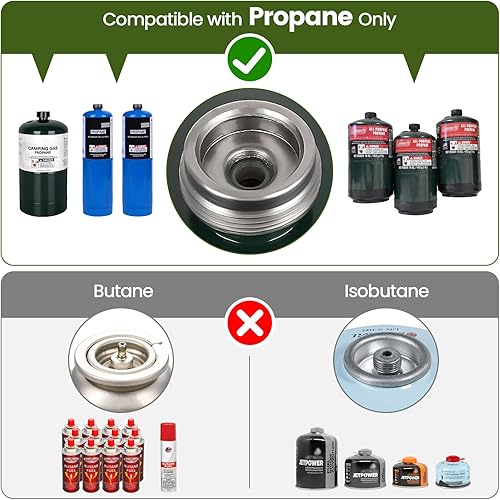 Miniatura 9 de OGERY Estufa de camping plegable de 2 quemadores con plancha (Texturada y lisa) y bolsa de transporte, estufa de campamento de propano portátil con