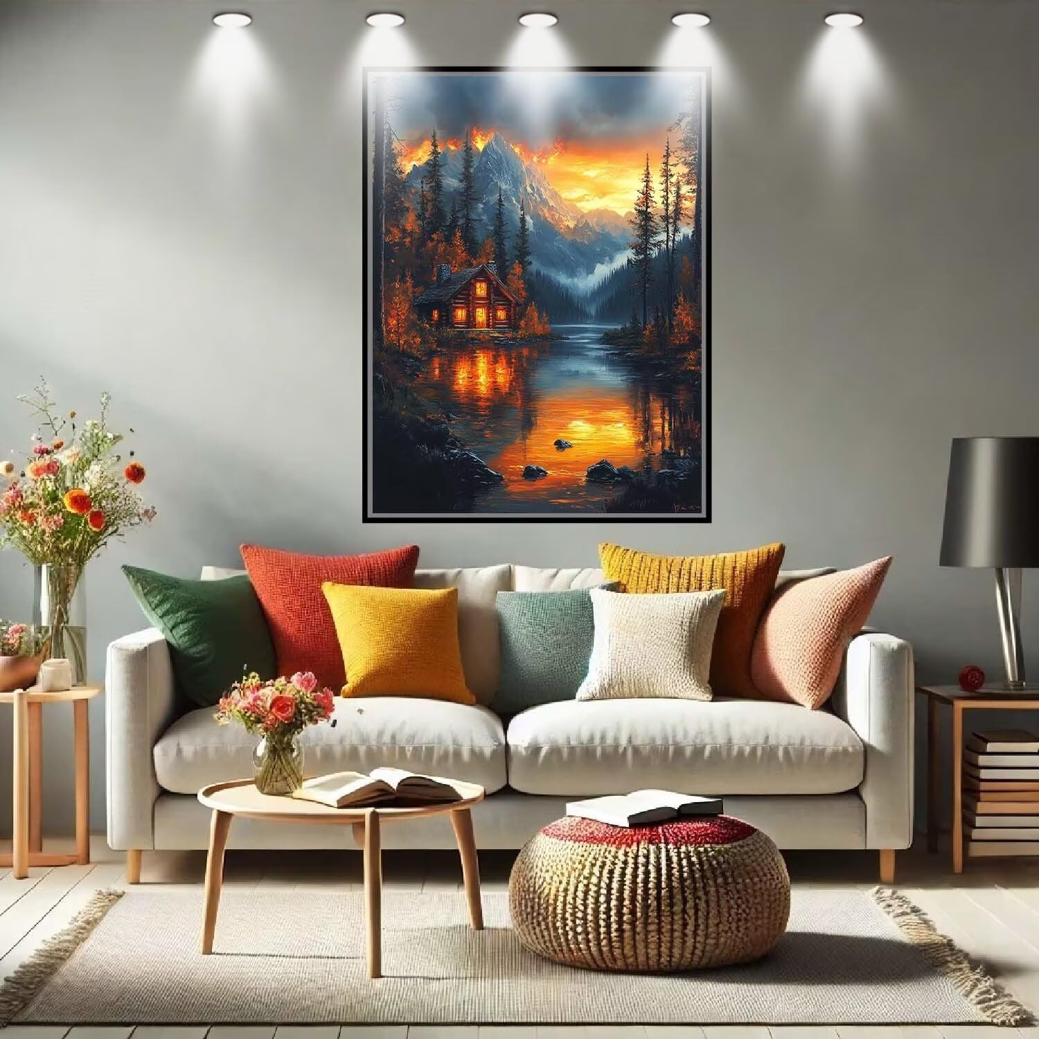 Paesaggio, Ruscello Kit per Dipingere con i Numeri,Fai da Te Quadri da Dipingere Numerati per Hobby Creativi Adulti,Kit di Pittura a Olio su Tela Principianti per Decora la Casa 80x107cm 54N-6417