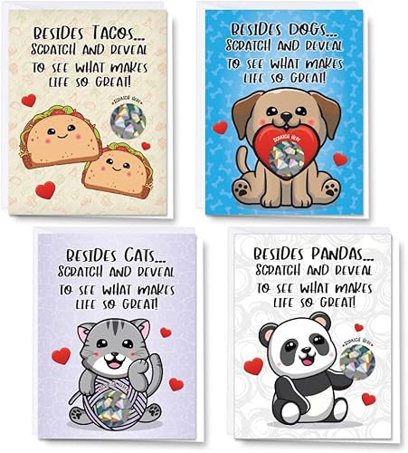 Bonita tarjeta de felicitación, respetuosa con el medio ambiente impresa en papel 100% reciclado, con sobre, divertida sorpresa para rascar,