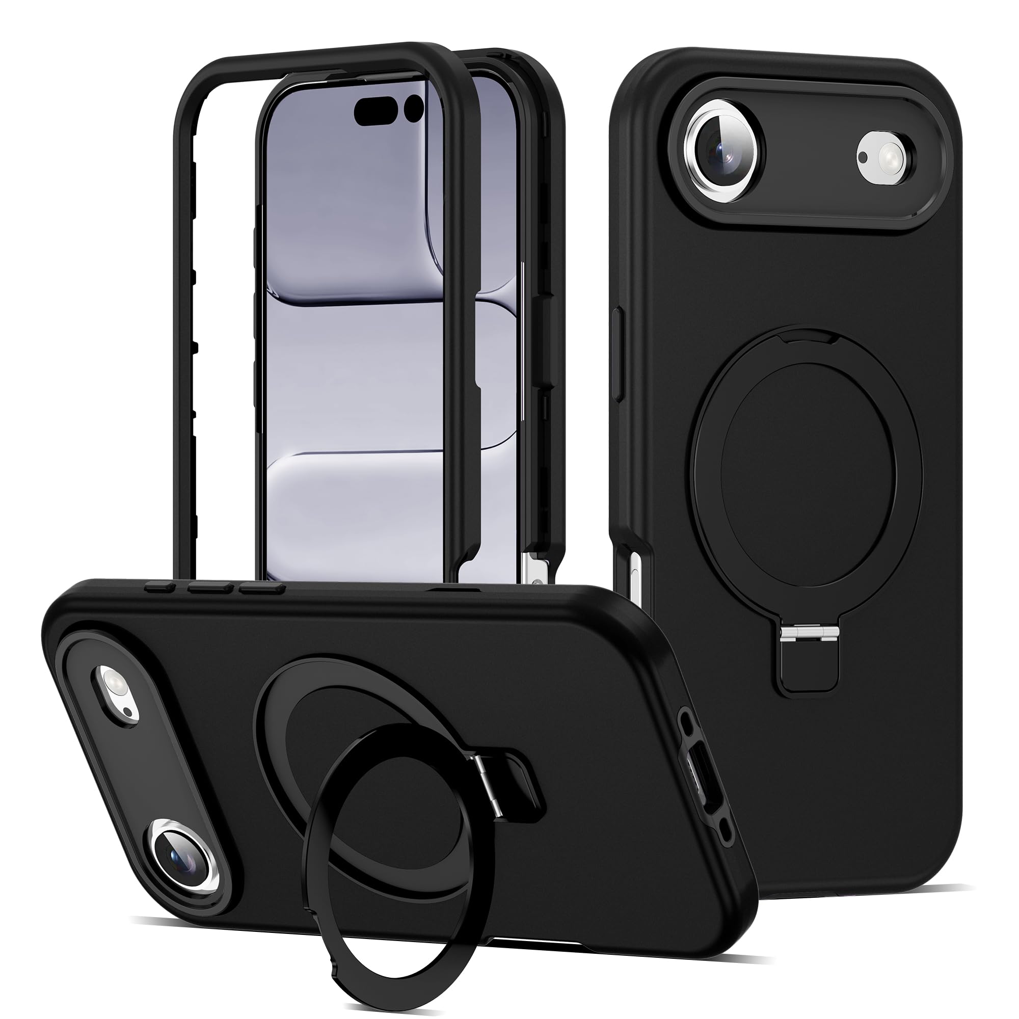 Compatible with iPhone 17 AIR Case 6 5with Magnetic Ring Stand Military Drop Protection Compatible with Mag-Safe Shockproof