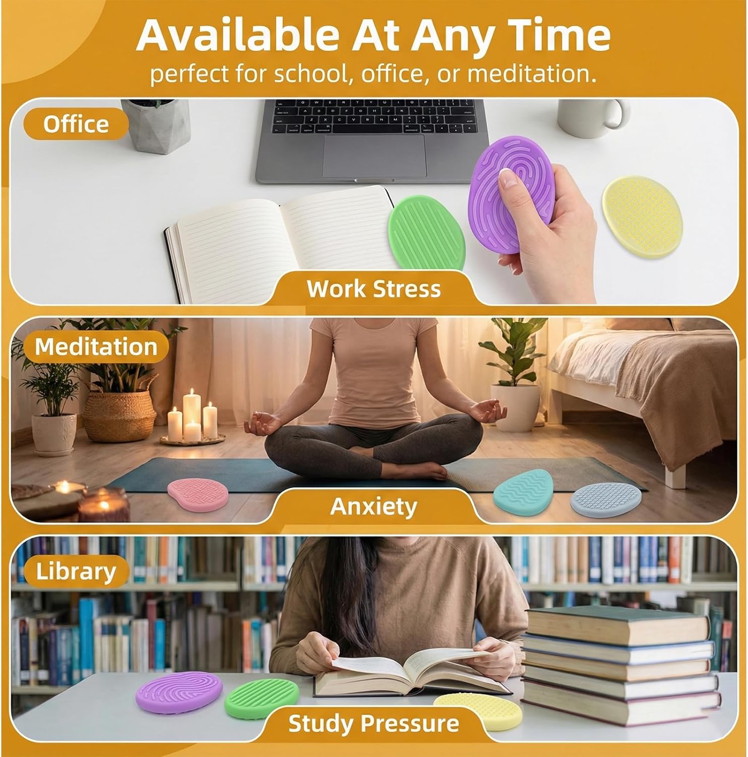 6 Pieces Fidget Toys Sensory Stone, Silicone Sensory Stone Fidget Toys, Soothing Toys for Children, Colorful and Textured Stones Concern for Children Adults, Stress Relief Toys