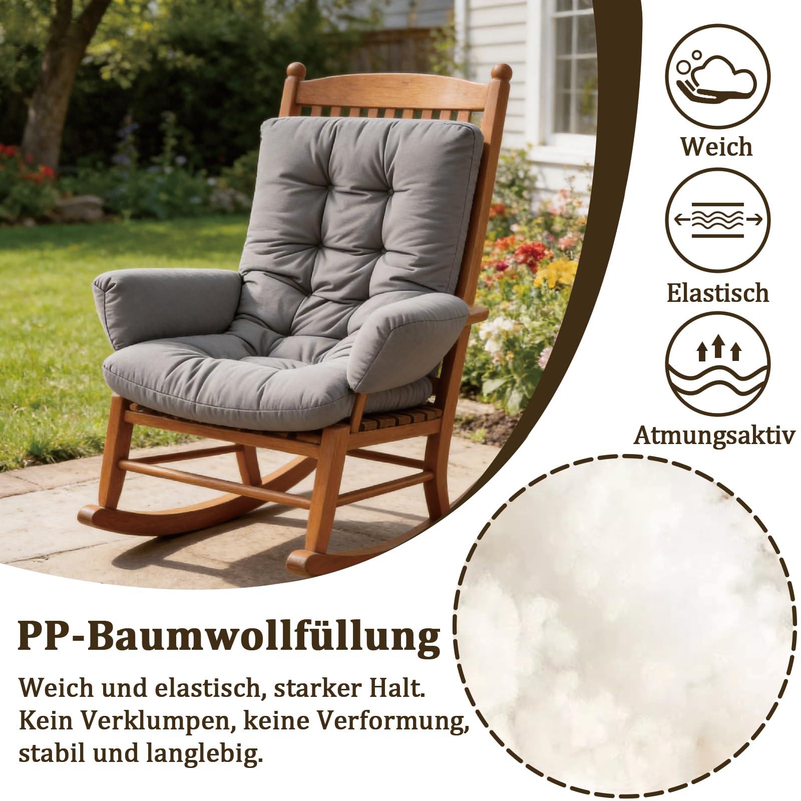 Hängesessel Kissen, 10cm Dicke Hängestuhl Sitzauflage, Garten Polster, Auflage für Hängeschaukel, Hängekorb Sitzkissen, Wasserdicht Schaukelstuhl Sitzkissen (Dunkelgrau)