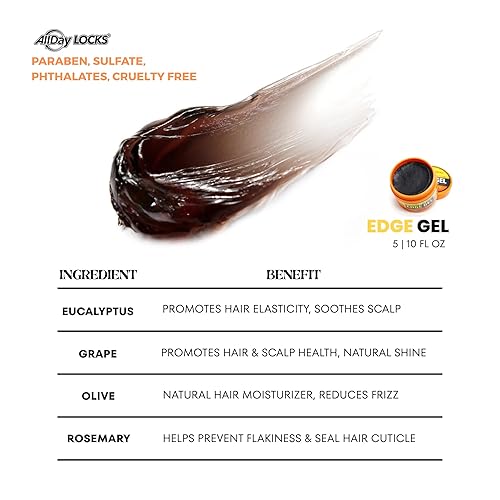 Miniatura 6 de AllDay Locks Gel para las puntas (5 oz)  Agarre extremo, gel control de bordes hidratante y suavizante  Eucalipto, romero, aceite de oliva  Sin