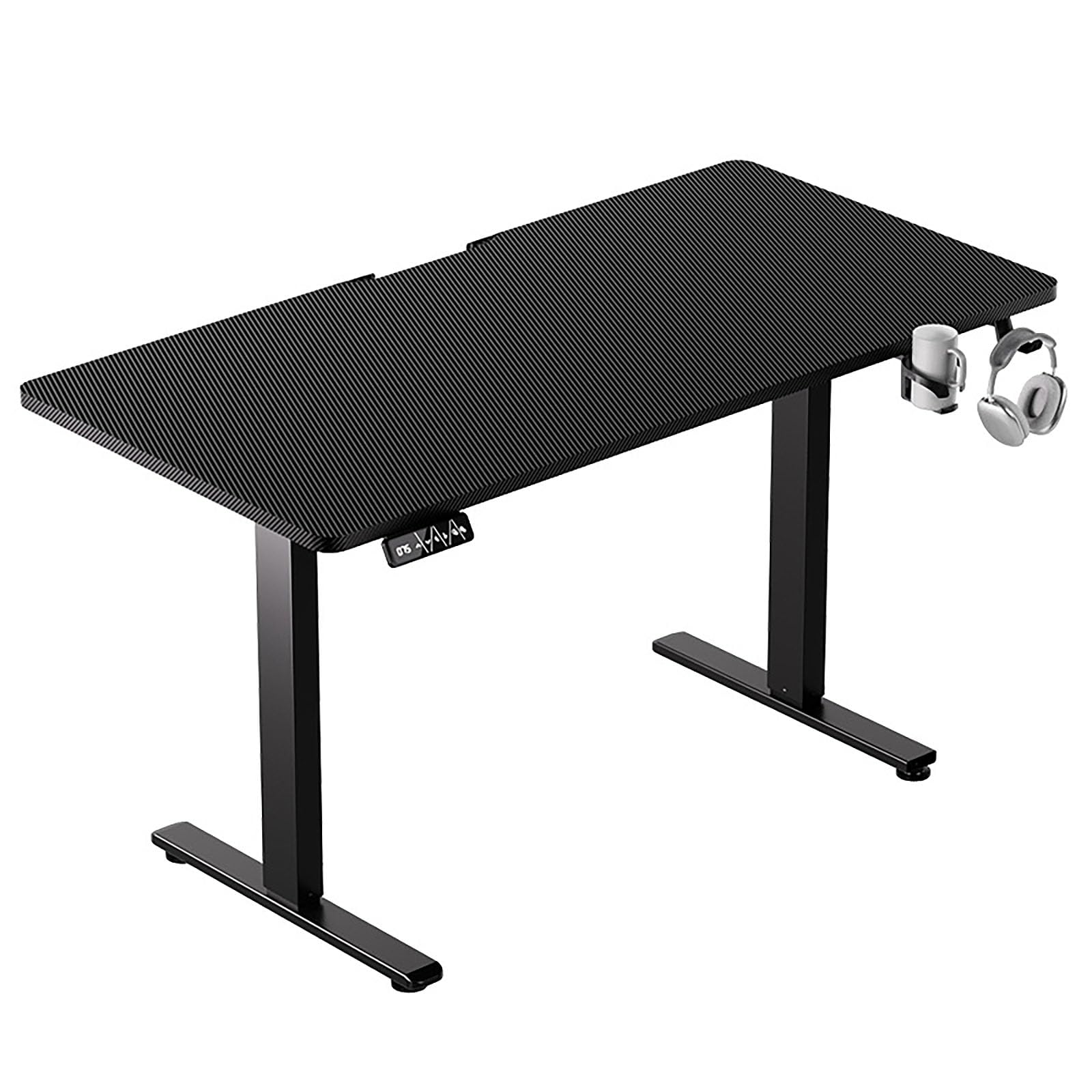 IUokLU Adjustable Height Standing Desk T Shaped e Sit Stand Computer Desk for Home Office Workstation Black Finish 120x60cm (140x60x(73)