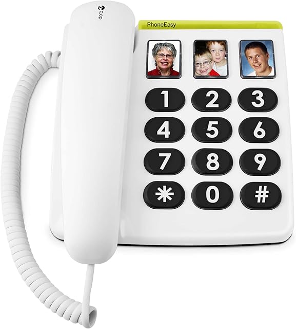 Doro PhoneEasy 331ph Big Button Corded Telephone for Seniors (White) [UK and Irish Version]