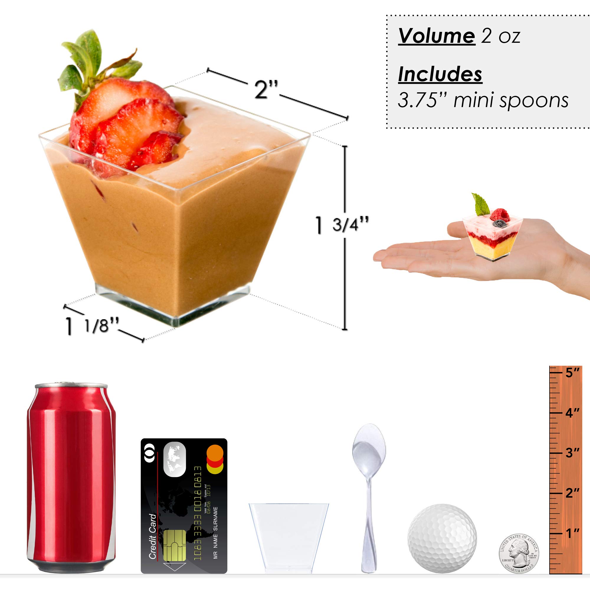 IVIDE 100 Pcs Tasses à Dessert Avec 100 Couvercles Et 100 Cuillères