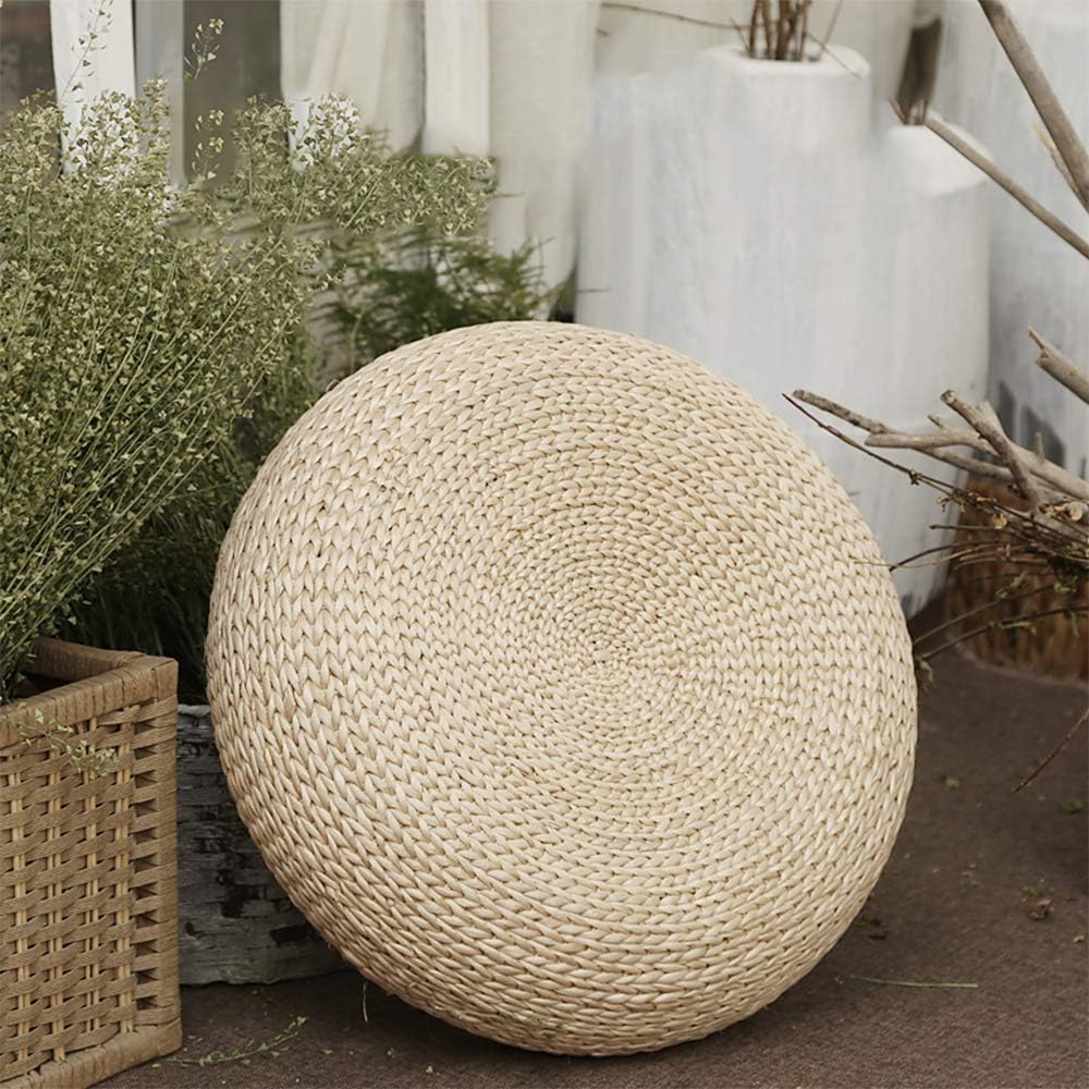 JOYBASE Straw Flat Seat Cushion, Handmade Floor Pouf Mat, Ottoman Footstool, Home Decorative Seat for Living Room, Bedroom ( 19.7 x 6.3in )